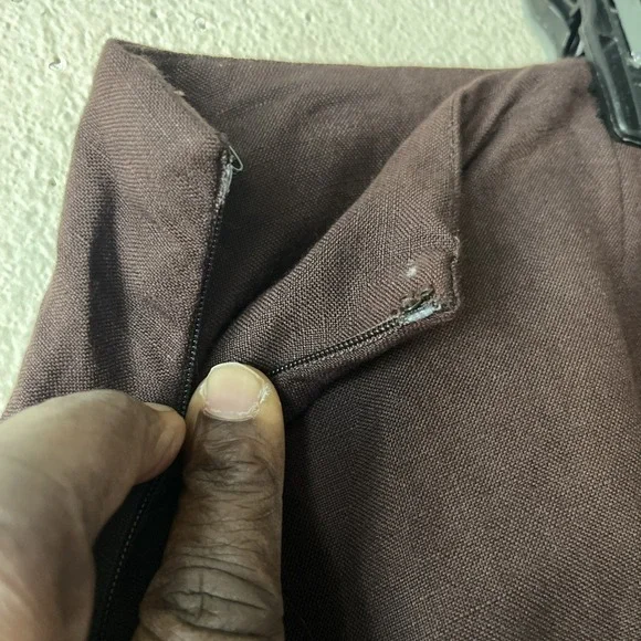 NY Collection Woman Linen Blend Asymmetrical Flowy Lagenlook Brown Skirt 1X - Picture 9 of 11